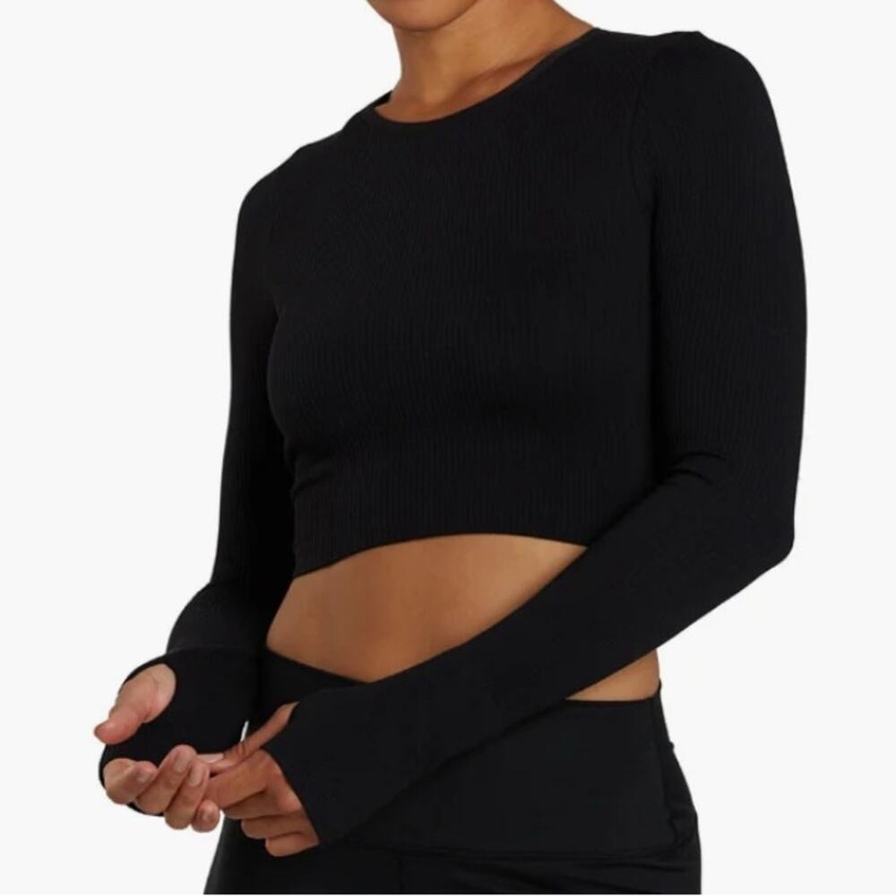 Spiritual Gangster Serene Twist Back Long Sleeve Crop Top - XS